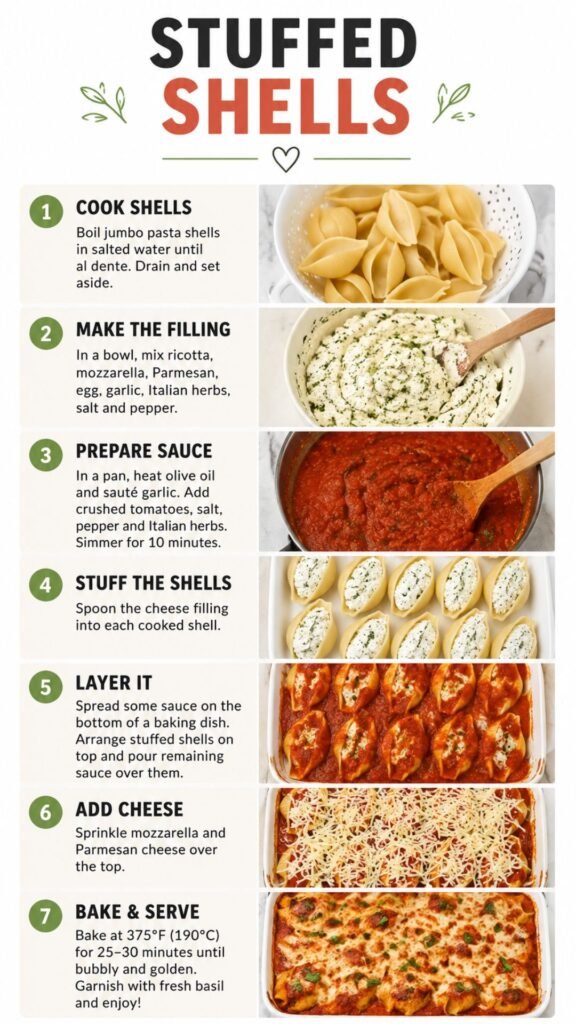 7 steps to make stuffed shells at home
