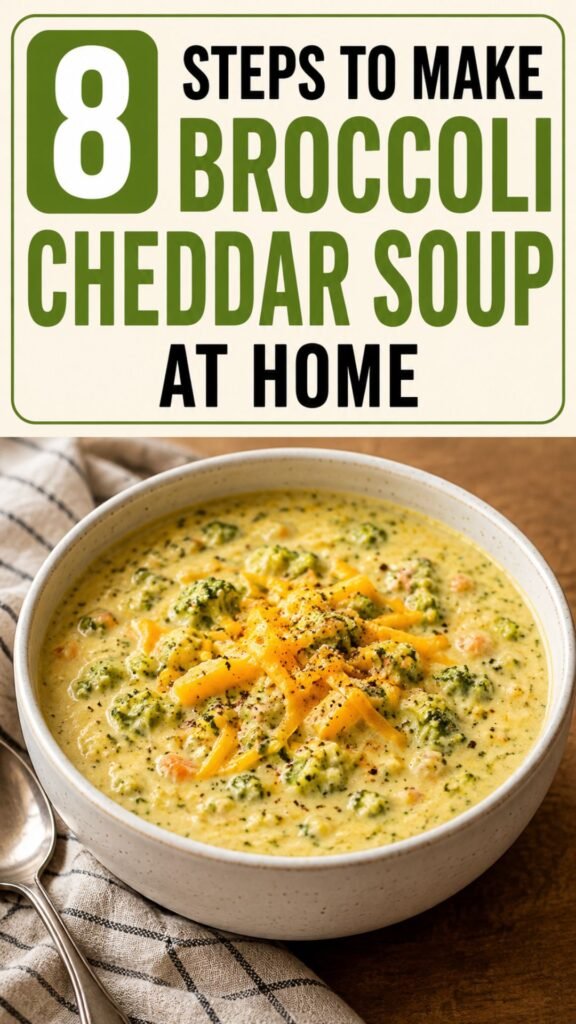 8 steps to make broccoli cheddar soup at home