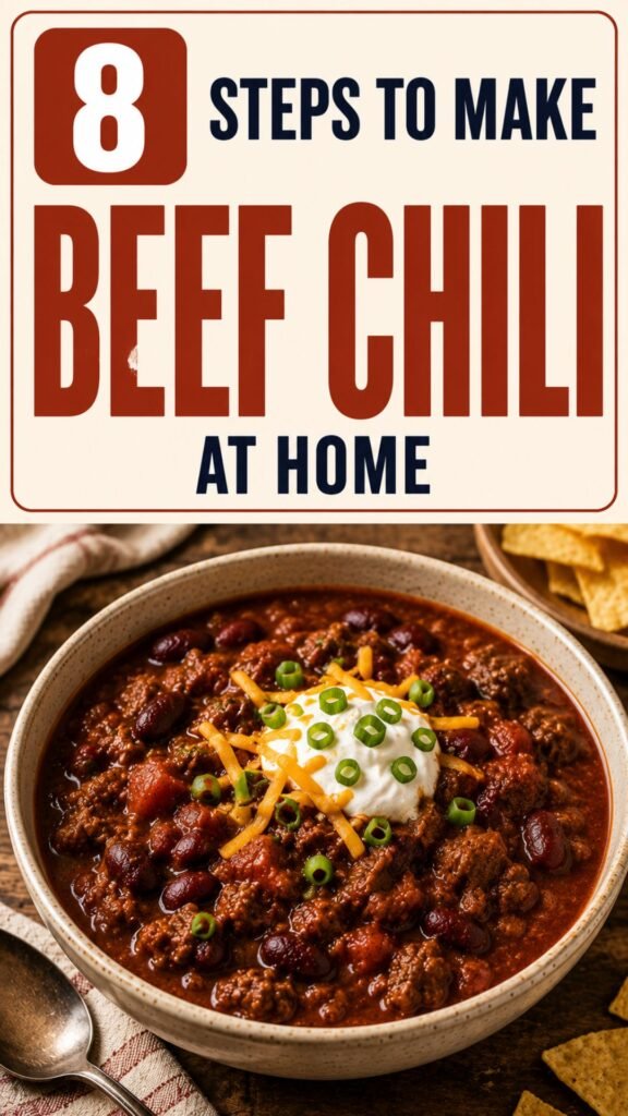 8 steps to make classic beef chili at home