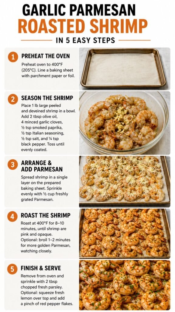 Garlic parmesan roasted shrimp in 5 easy steps